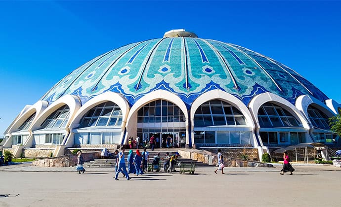 Entrance to Chorsu Bazaar in Tashkent, Uzbekistan