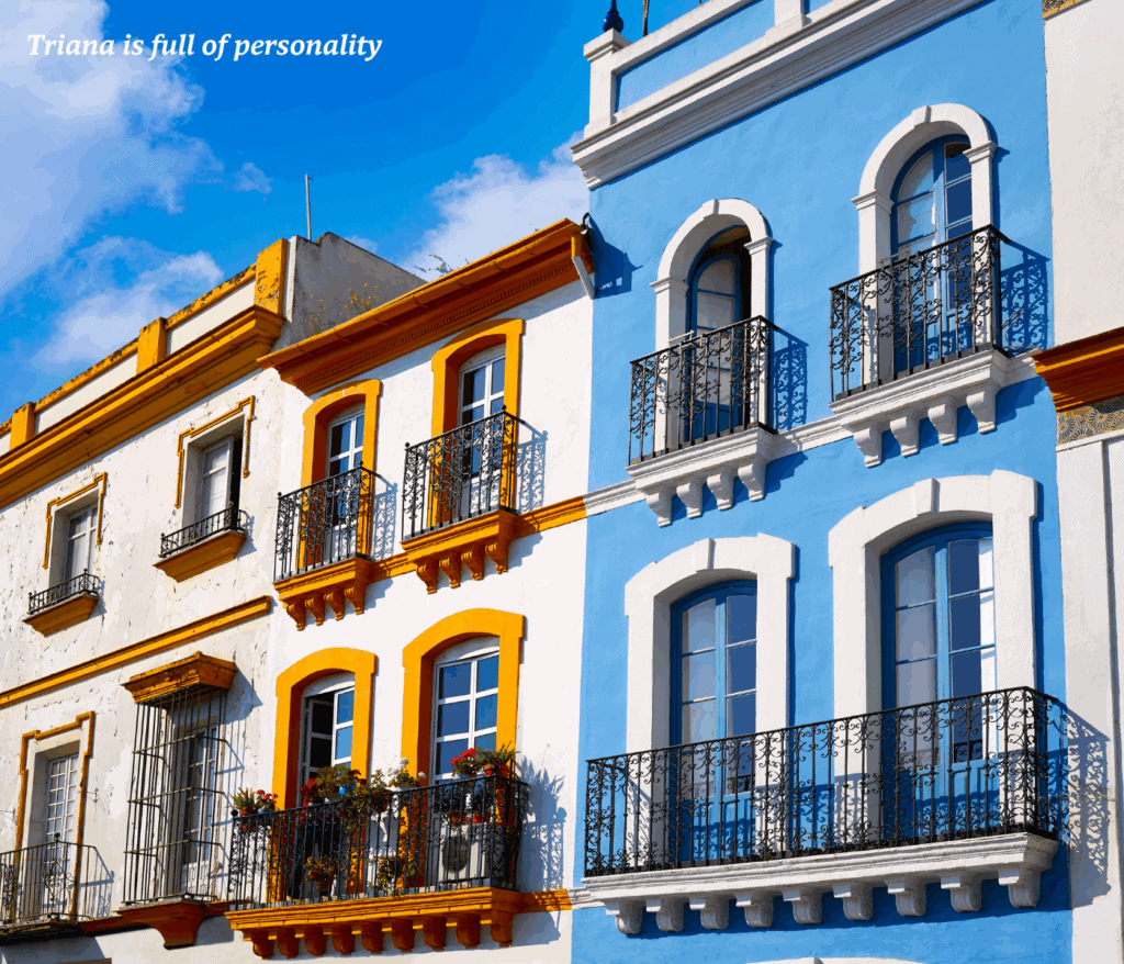 Colourful houses in the Triana neighbourhood in Seville, Spain