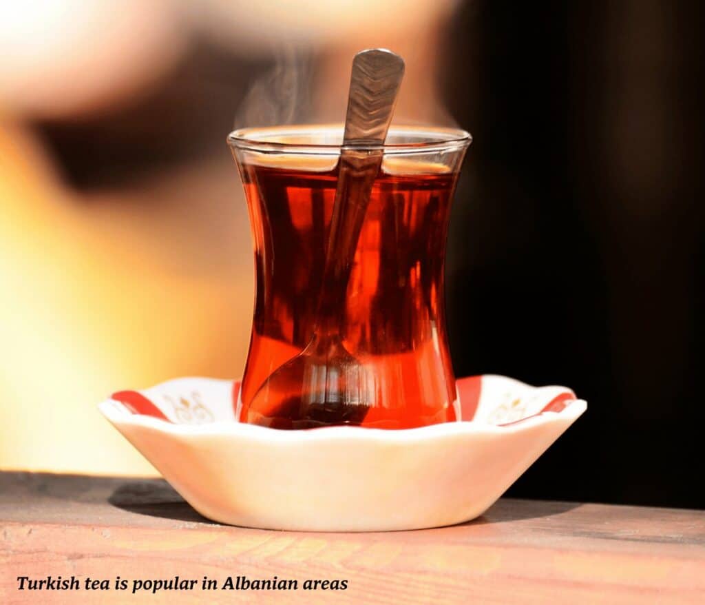 Single glass of steaming Turkish tea