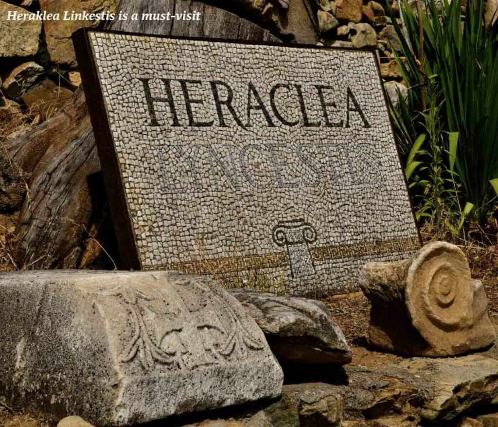 Sign at Heraklea Linkestis in North Macedonia