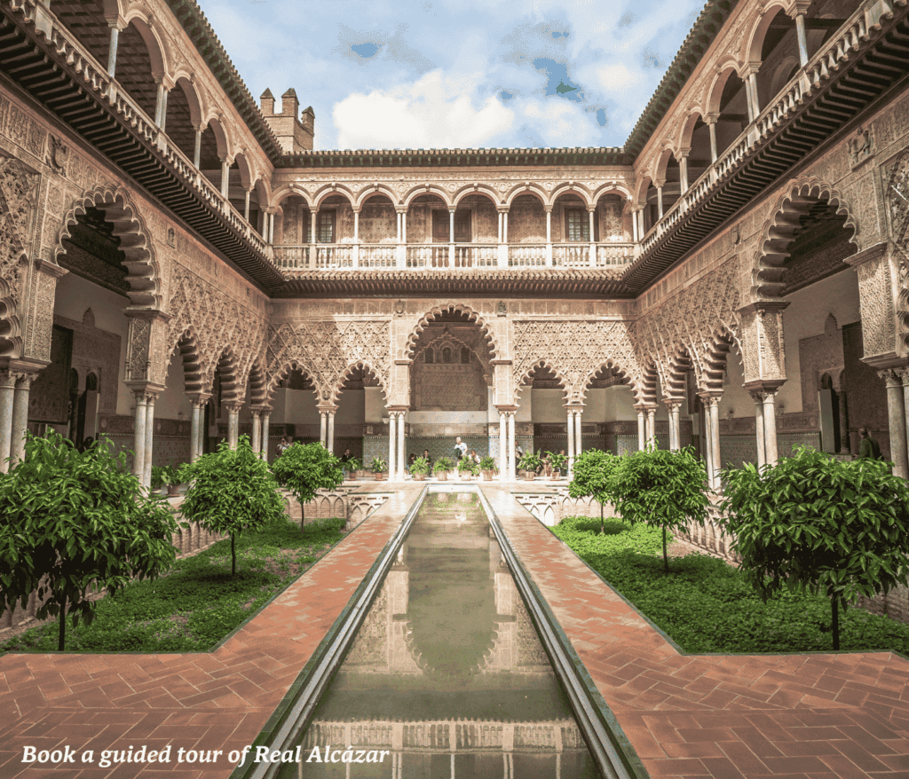 Inside the grounds of Real Alcazar in Seville, Spain