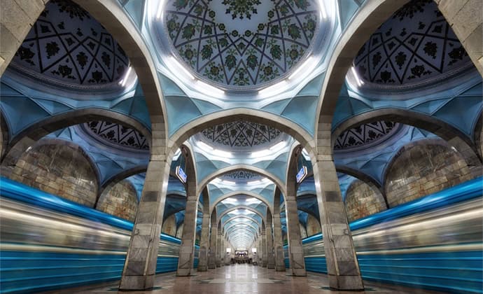 Tashkent metro station in Uzbekistan