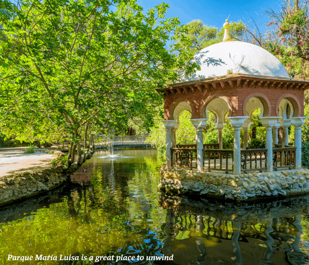 Floating gazebo at Parque Maria Luisa in Seville, Spain