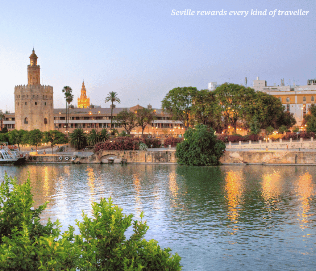 Dusk by the river in Seville, Spain
