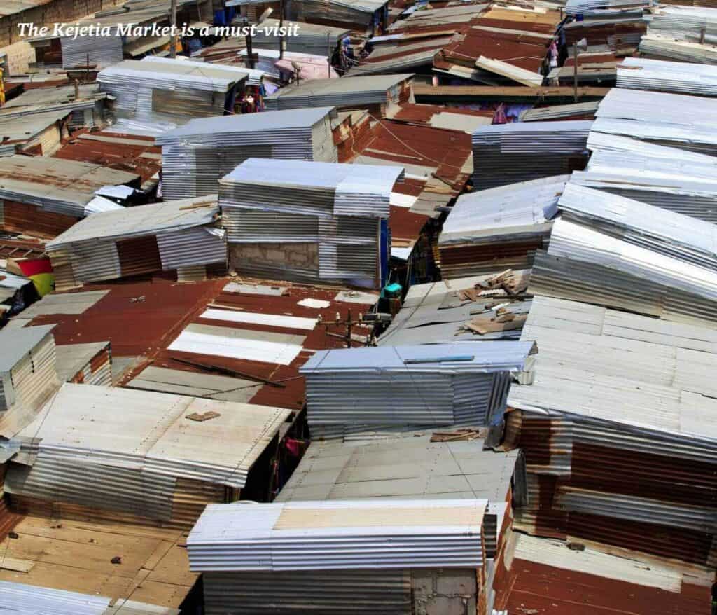 Metal rooftops of Kejetia Market in Kumasi, Ghana