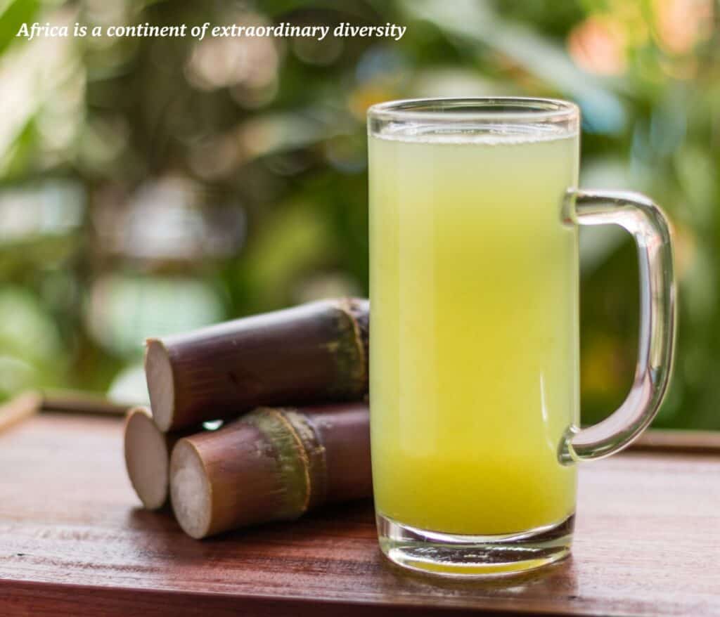 Glass of fresh sugarcane juice in Madagascar