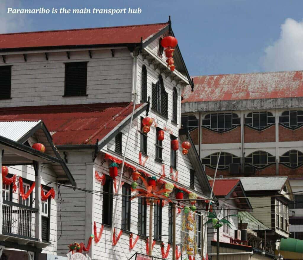 White shuttered houses in Paramaribo