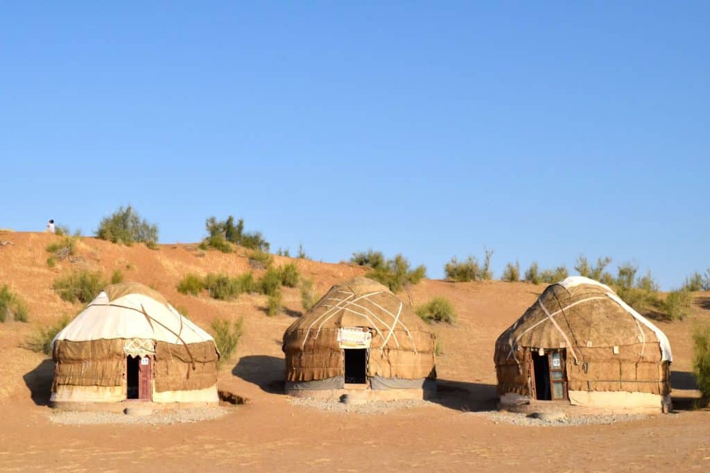 Yurts in the Kyzylkum Desert in Uzbekistan