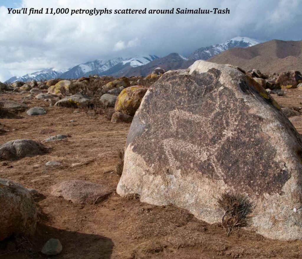 Petroglyph on a rock in Kyrgyzstan