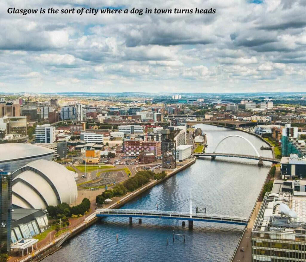 View over the river and skyline in Glasgow, Scotland