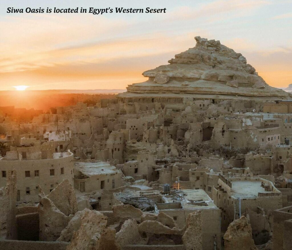 Sunset over the Siwa Oasis in Egypt