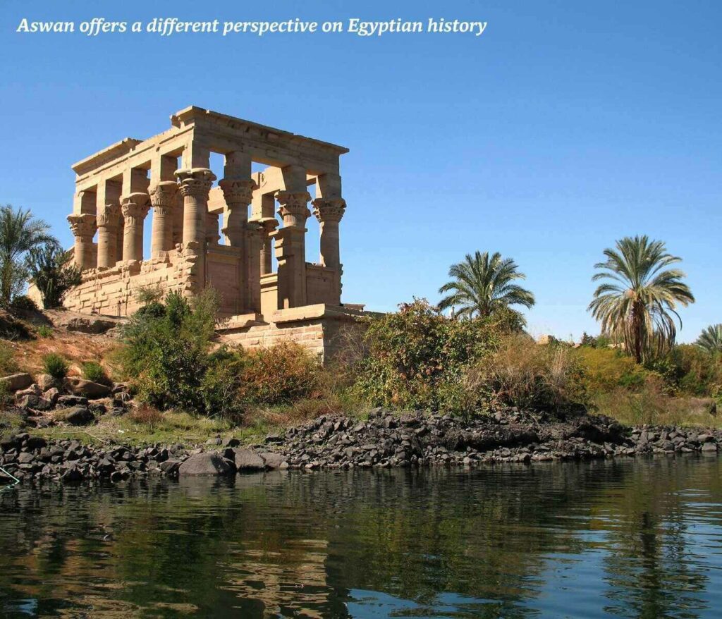 Temple on the banks of the river in Aswan, Egypt