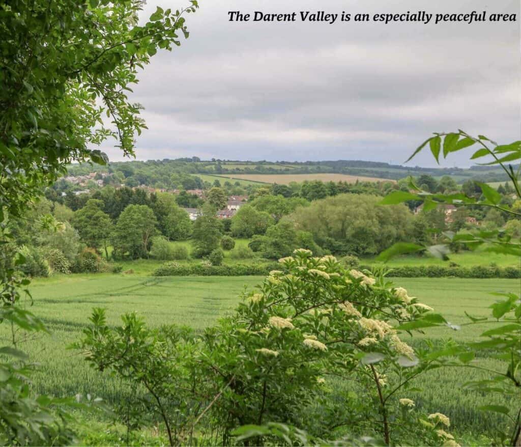 Rolling green hills of the Darent Valley in Kent, England