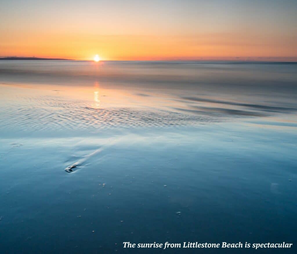 Sunrise over Littlestone Beach in Kent, England