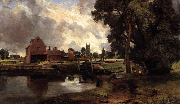 Dedham Lock and Mill by John Constable Suffolk UK England walking route © JarektUploadBot/Wikimedia Commons