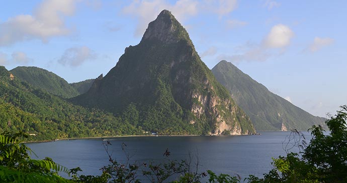 The Pitons viewed from the road to Jade Mountain © Adam Strange