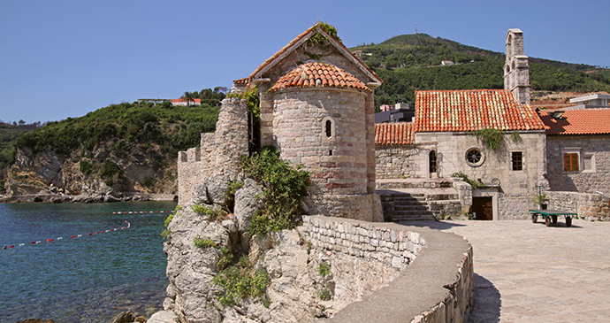 Church of Santa Maria in Punta church of Saint Sava Budva Montenegro by Evgeniya Fashayan, Shutterstock