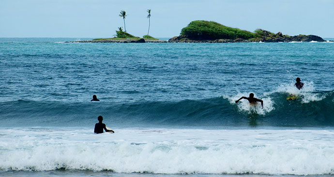 Busua Beach – one of Ghana's surfing hotspots © Michal Vogt, Wikimedia Commons 