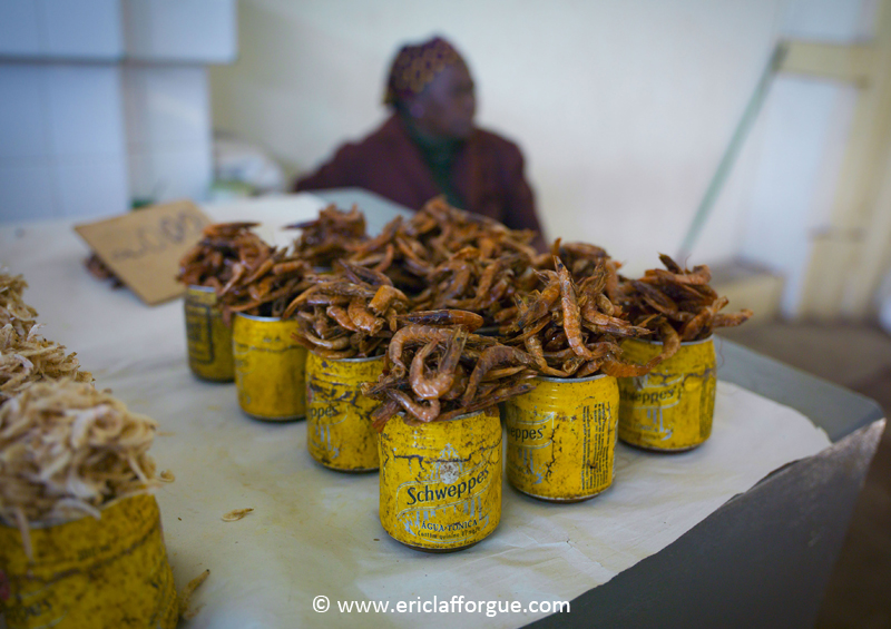 Dried shrimp for sale, Maputo, Mozambique by Eric Lafforgue, www.ericlafforgue.com