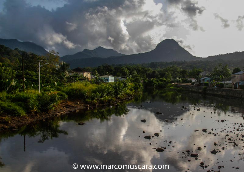 Papagaio river with Pico Papagaio at the bottom in Príncipe, São Tomé and Príncipe by Marco Muscarà