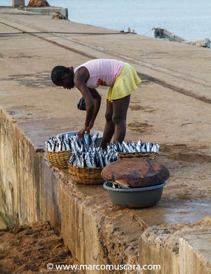 Woman selling fish along Ana Chaves Bay, São Tomé and Príncipe by Marco Muscarà, www.marcomuscara.com