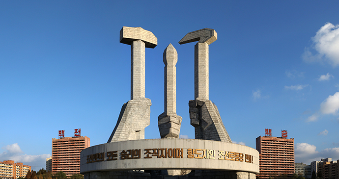 Workers Party Monument Pyongyang North Korea by nndrln, Shutterstock  