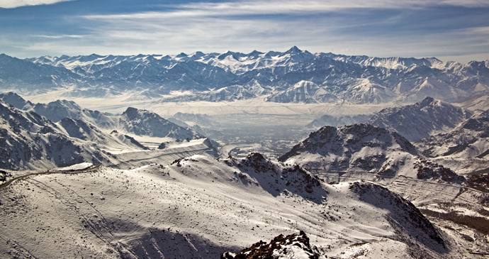 The city of Leh in Ladakh during winter, Kashmir, India, Asia by J&K Tourism