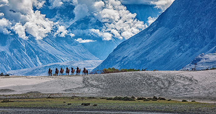 The Nubra Valley offers splendid views of mountains. 