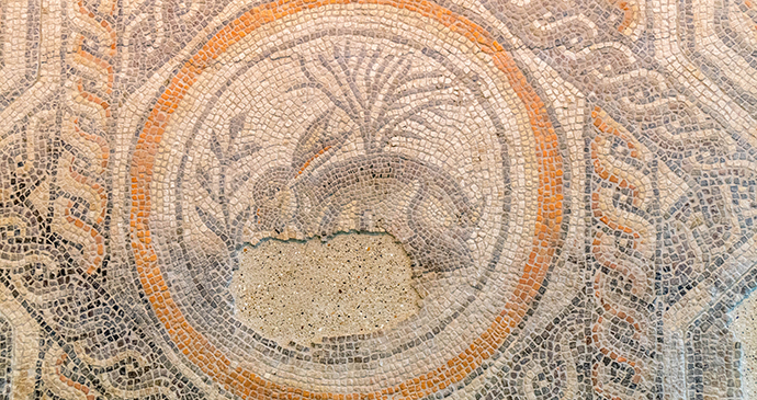 The Corinium museum's iconic Hare Mosaic © Peter Jay