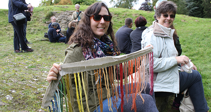 Looking at material dyed the Roman way © Anna Moores