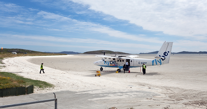 Barra's airport on Tràigh Mhòr beach Outer Hebrides Scotland by Andrea G. Ricordi Dreamstime