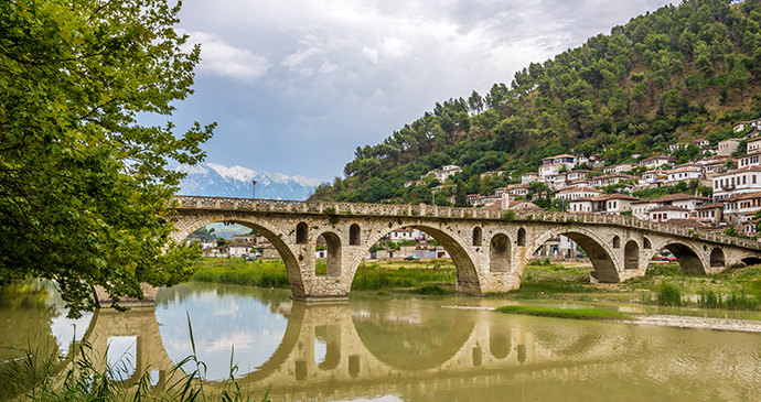 Gorica Bridge over River Osum in Berati, Albania