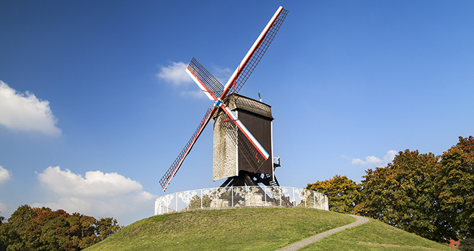 Windmill Bruges Flanders by Santi Rodriguez, Shutterstock