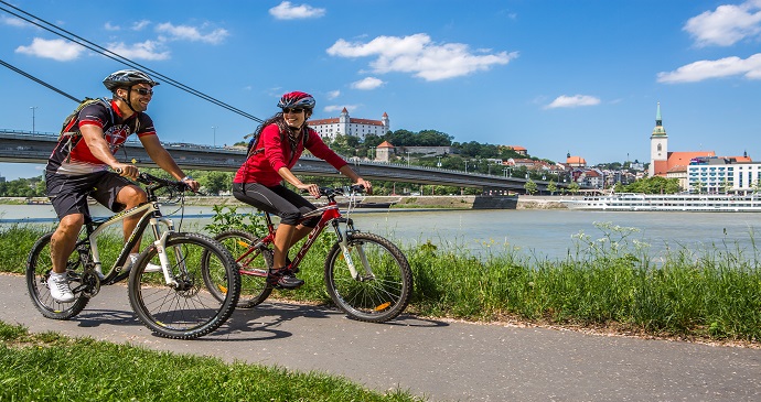 Cycling Danube Bratislava Slovakia by DUOMEDIA