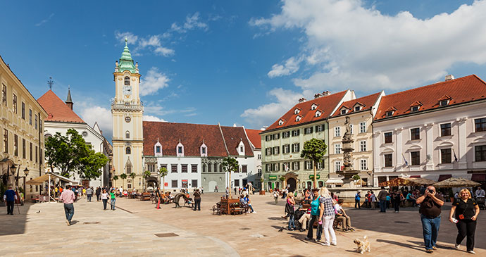 Hlavne namestie Main Square Bratislava Slovakia © Deymos.HR, Shutterstock