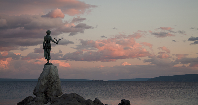 Maiden with a Seagull, Opatija, Croatia by Opatija Riviera Photonet