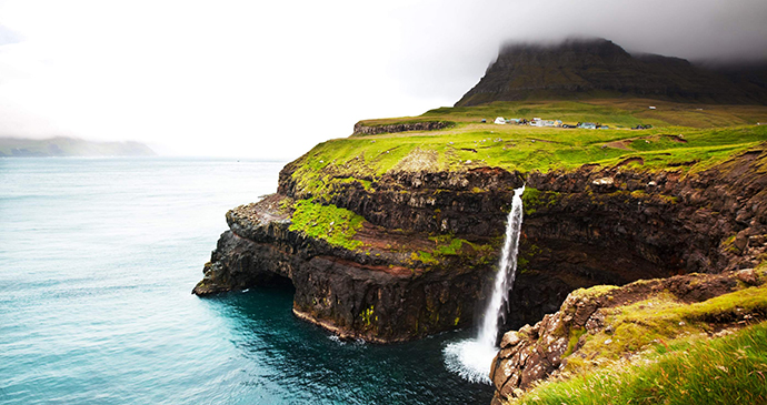 Waterfall at Gasadalur Vagar Faroe Islands by Regent Holidays