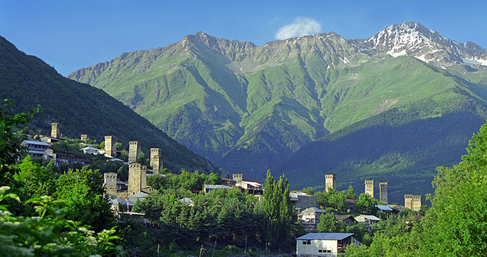 Defensive towers, Svaneti, Georgia by Tony Hanmer