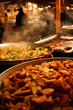 Sausages Budapest Christmas market Hungary Europe by bramble100 Shutterstock
