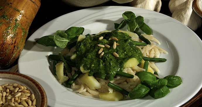 Trofie al pesto, Liguria, Italy by Photo Archive Regional Agency in Liguria
