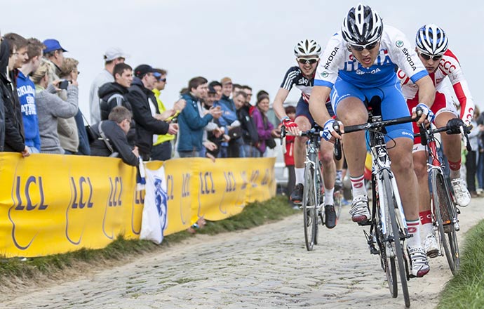 Paris-Roubaix cycle race Lille France by Radu Razvan Shutterstock