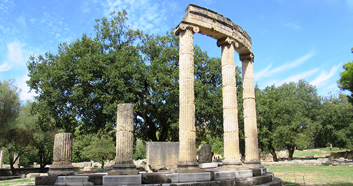 Ruins of the Philippeion Olympia Peloponnese Greece Europe by Pan.stathopoulos Wikimedia Commons