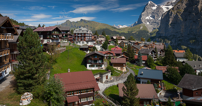 Mürren village Switzerland by Svein-Magne Tunli Wikimedia Commons