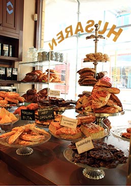 A swoon-worthy window in Cafe Husaren — you can’t help but drop in for a closer inspection of these confections © Kelly Randell Cafe Husaren Gothenburg Sweden by Kelly Randell