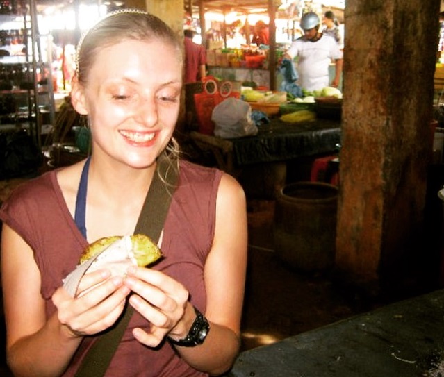 Eating spicy Banh Xeo for breakfast, Vietnam © Gemma Thompson