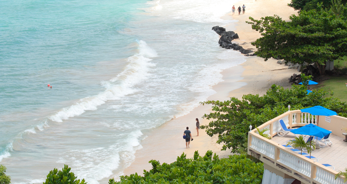 Beachgoers on Grand Anse Beach, Grenada by Celia Sorhaindo