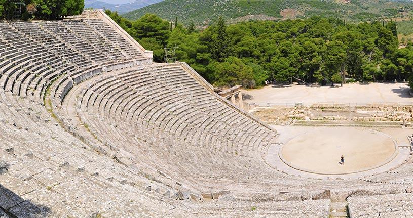 Ancient theatre of Epidavros Peloponnese Greece Europe by Joop Kleuskens Dreamstime