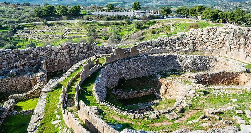 Walls Ancient Mycenae Peloponnese Greece Europe by  RODKARV Shutterstock