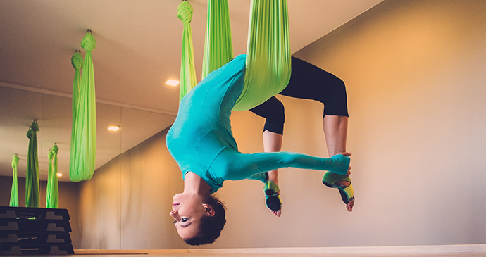 Aerial yoga England UK by Nejron Photo Shutterstock