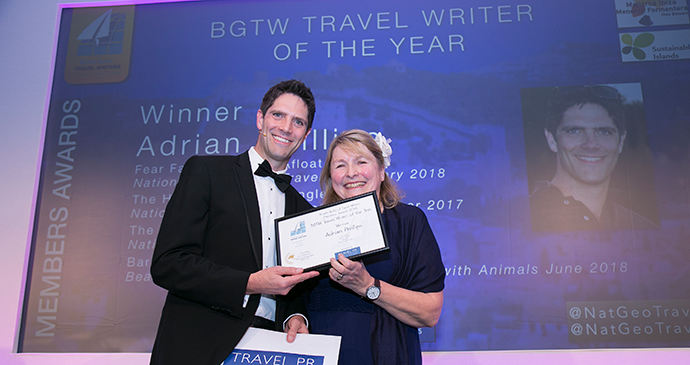 Adrian Phillips was awarded with the BGTW Travel Writer of the Year at the British Guild of Travel Writers awards 2019 © British Guild of Travel Writers